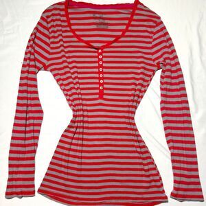 Y2K No Boundaries Striped Button Henley Twilightcore Long Sleeve